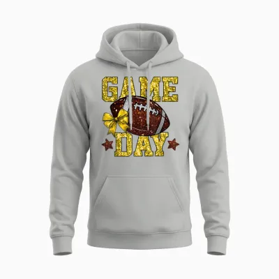 Game Day Touchdown Football Mom Girls Go Cheer Gold Yellow Unisex Hoodie - Ash