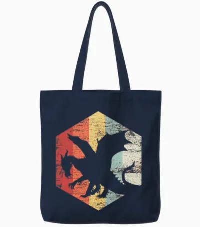 Retro Dragon Tote Bags - Navy