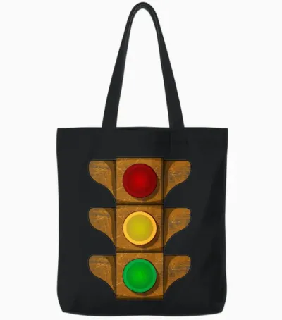 Traffic Light Vintage Rusty Stoplight Stop Go Tote Bags - Black