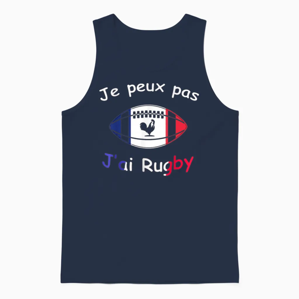 Je Peux Pas J'ai Rugby β Rugby Player Gift T-Shirt, Black, S Unisex Tank Top in Navy