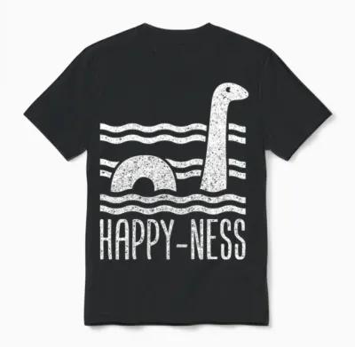 Happy Ness Loch Ness Monster Funny Cute Gift Unisex T-Shirt - Black