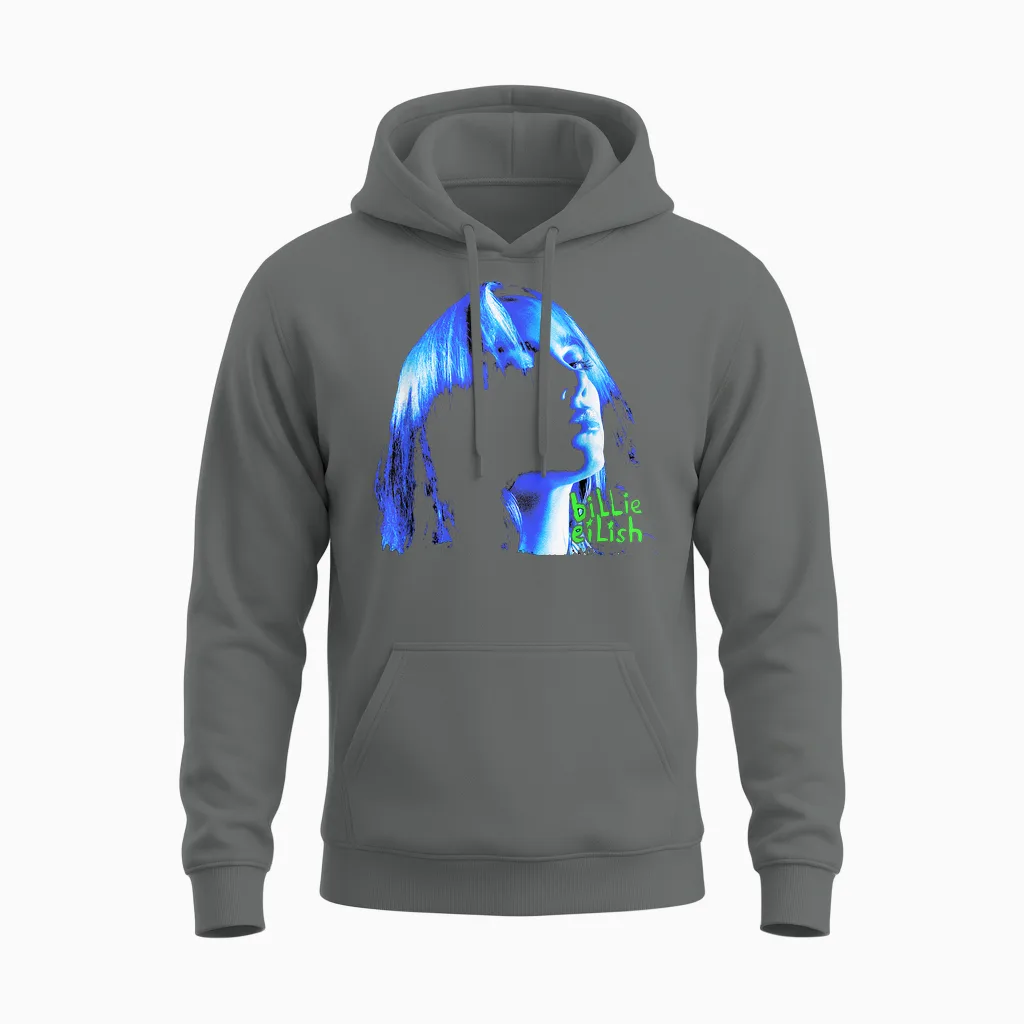 Official Billie Eilish Portrait Unisex Hoodie in Graphite Heather