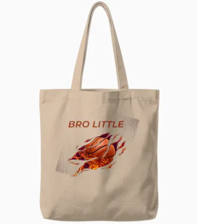 Little Bro Basketball Tote Bags - Natural