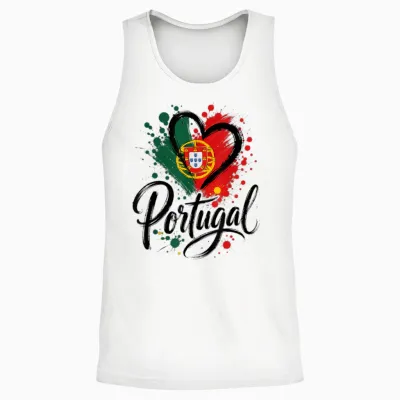 I Love Portugal Vacation Travel Drapeau En Forme De Cœur Motif Touristique Unisex Tank Top - White