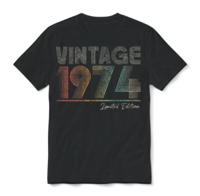 49 Years Old Vintage 1974 49th Birthday Gifts Unisex T-Shirt - Black