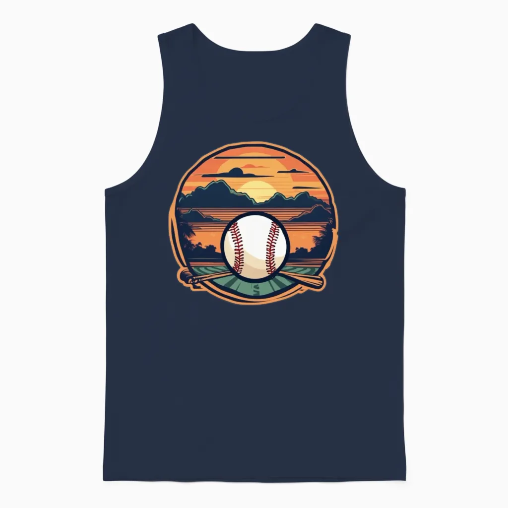 Baseball Retro Baseball Sunset Unisex Tank Top - Navy