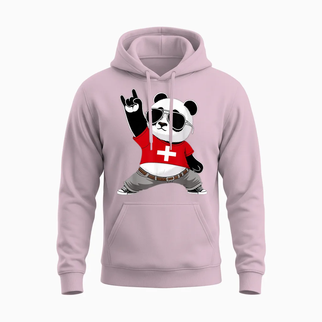Swiss Flag Men Women Children Switzerland Unisex Hoodie in Light Pink