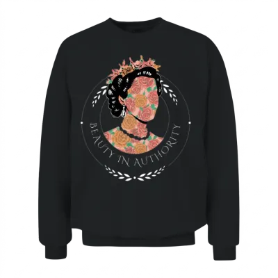 Beauty in Authority Retro Queen Royalty Designs Unisex Sweatshirt - Black