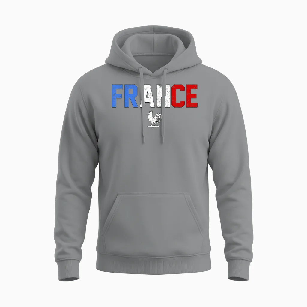 France with French Flag Colors. Men, Women & Kids France Unisex Hoodie in Sport Grey