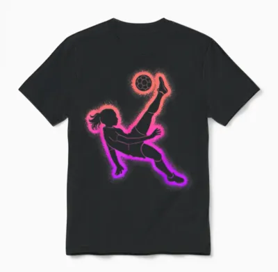 Football Girl's Women's Football T-Shirt, Black Unisex T-Shirt - Black