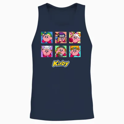 Kirby Selected Abilities Collage Pop Art Full Color Unisex Tank Top - Navy
