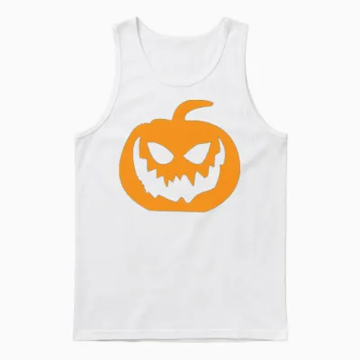 Pumpkin Funny Unisex Tank Top - White
