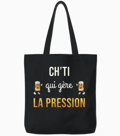 Ch'ti Qui Gère La Pression Humour Bière Cadeau Drôle Chti Tote Bags - Black
