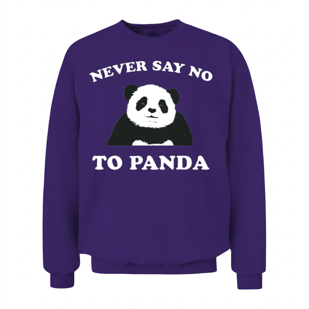 Never Say No to Panda - White Unisex Sweatshirt - Purple