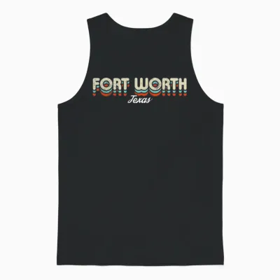 Retro Fort Worth Texas Unisex Tank Top - Black