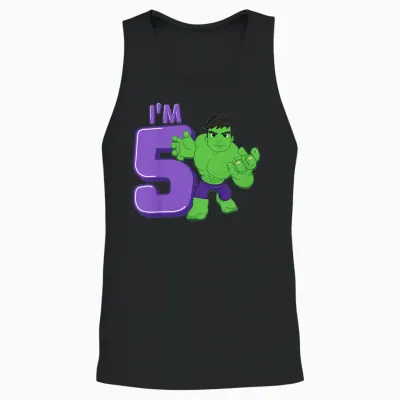 Kids Marvel Hulk Cute Hulk 5th Birthday I'm 5 Unisex Tank Top - Black