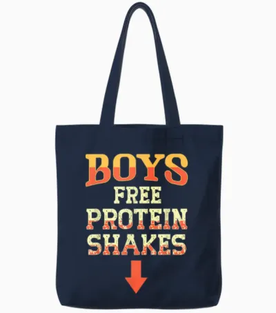 Lustiges Joggingshirt Für Schwule, Gratis Proteinshake, Lustige Männer, Joke Pride Tote Bags - Navy