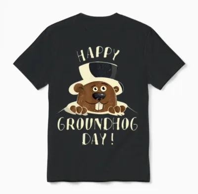 Groundhog Woodchuck Happy Groundhog Day Unisex T-Shirt - Black