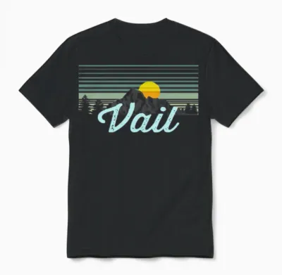 Vail Retro Style Colorado Unisex T-Shirt - Black