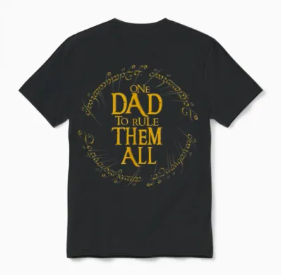 Lustiger Fantasy Nerd Dad Graphic "one Dad to Rule Them All" Unisex T-Shirt - Black