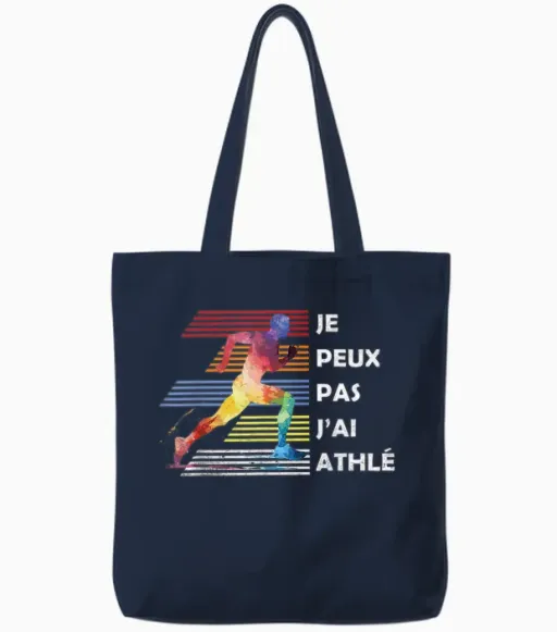 Je Peux Pas J'ai Athlete Athlete 2025 Athletes Runner T-Shirt, Black, S Tote Bags - Navy