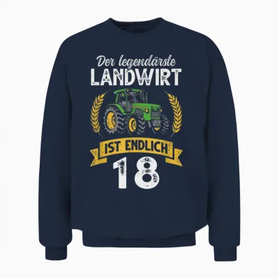 18. Geburtstag Junge Traktor Bauer Landwirt Unisex Sweatshirt - Navy