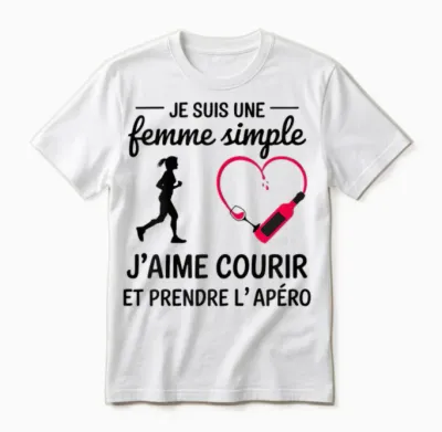 Women's Simple I Love Running and the Drink Humour Running Unisex T-Shirt - White