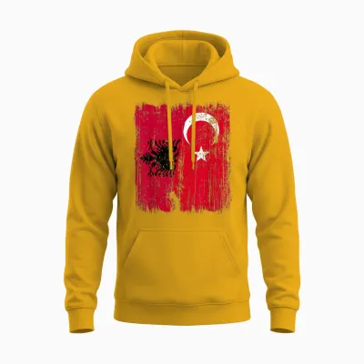 Albanien, Türkei, Halbe Flagge, Türkei, Albanisches Türkisches Erbe Unisex Hoodie - Gold