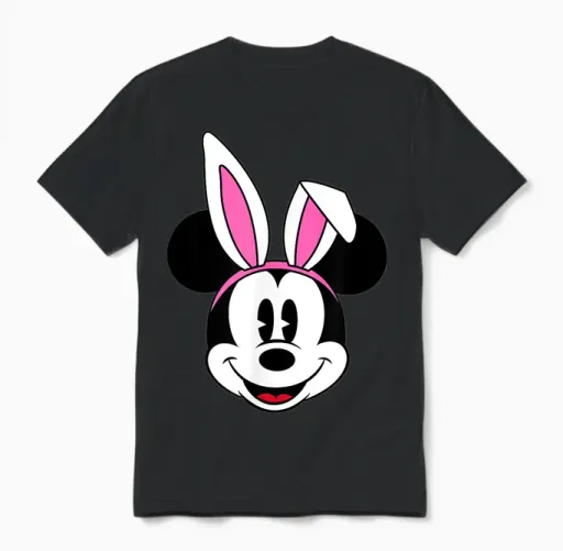 Amazon Essentials Disney Mickey Mouse Spring Easter Bunny Ears Unisex T-Shirt in Black