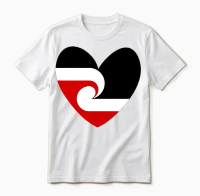Tino Rangatiratanga Maori Flag Heart Unisex T-Shirt - White
