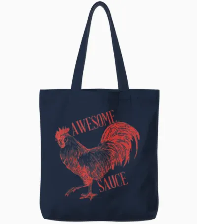 Awesome Sauce with Picture of Rooster Tote Bags - Navy