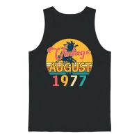 1977 August Retro Unisex Tank Top - Black – 1