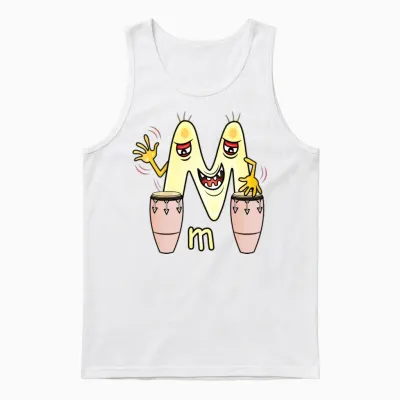 Funny Alphabet Lore Letter M Unisex Tank Top - White