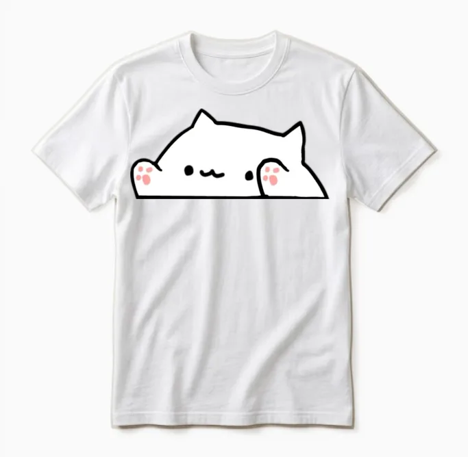 Bongo Cat Lovers Unisex T-Shirt in White