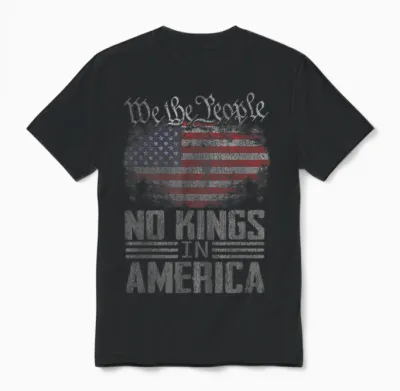 No Kings in America Us Flag Vintage Men Women Unisex T-Shirt - Black
