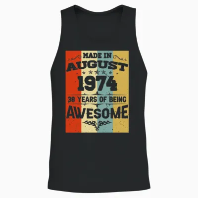 August 1974 Vintage Birthday Present Unisex Tank Top - Black