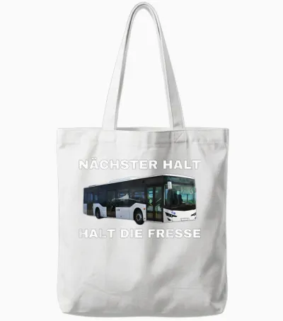 Nächster Halt Halt Die Fresse T-Shirt, Black Tote Bags - White