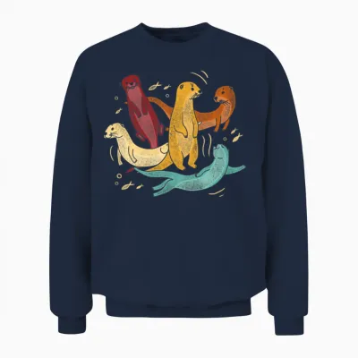Otter Retro Vintage Unisex Sweatshirt - Navy