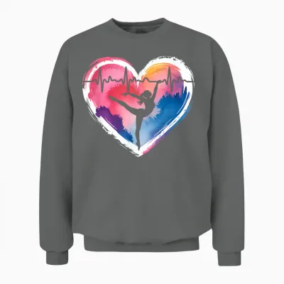 Gymnastics T-Shirt with Heart Acrobatics, Black, S Unisex Sweatshirt - Graphite Heather