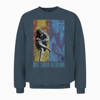 Guns 'n' Roses Double Illusion Rock Music Band T-Shirt, Black Unisex Sweatshirt - Dark Heather