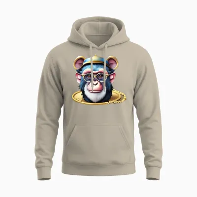 Rich Blue Monkey Unisex Hoodie - Sand