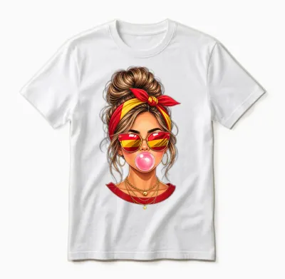Spanisches Mädchen Messy Bun Bubblegum Spanien Flagge Reise Unisex T-Shirt - White