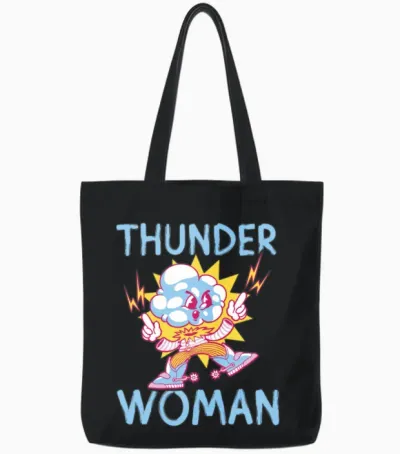 Thunder Woman Thunderstorm Design Tote Bags - Black