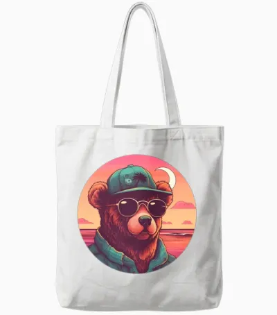 Style Bear Lovers Retro Tote Bags - White