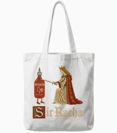 Sir Racha Sriracha Funny Gen Z Brain Red Meme Raunchy Humour Tote Bags - White
