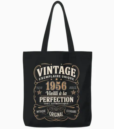 69 Years Man 1956 Birthday T Shirt 69 Years Man 1956 T-Shirt, Black, S Tote Bags - Black