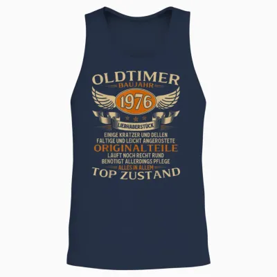 50th Birthday Man Gift Oldtimer 1976 50 Years Decorative Unisex Tank Top - Navy