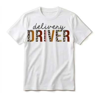 Delivery Driver Leopard Print Funny Unisex T-Shirt - White