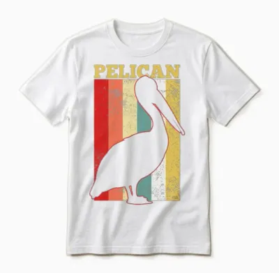 Pelican Waterbird Retro Vintage Unisex T-Shirt - White