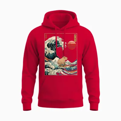 Capybara Cabybara Japanese Wave for Men, Women, Unisex Hoodie - Red